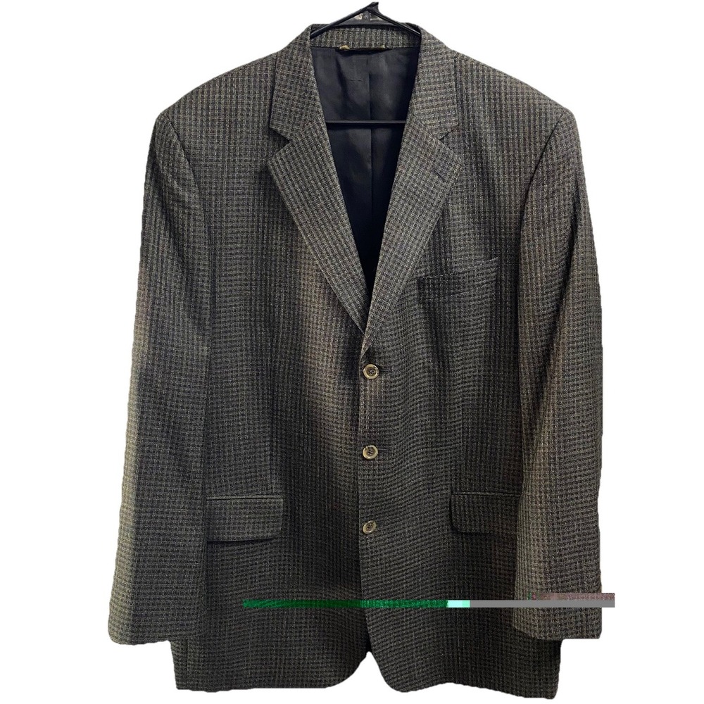 JACK VICTOR Montreal Men 100% Wool Blazer Sports Coat‎ Jacket Brown&Navy Sz. 46L